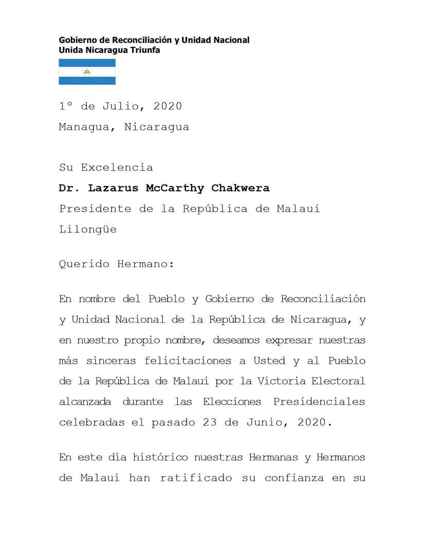 mensaje-nicaragua-malaui-